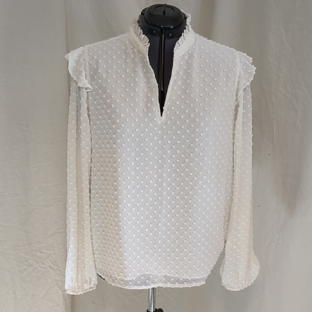 J. Crew White Textured Blouse